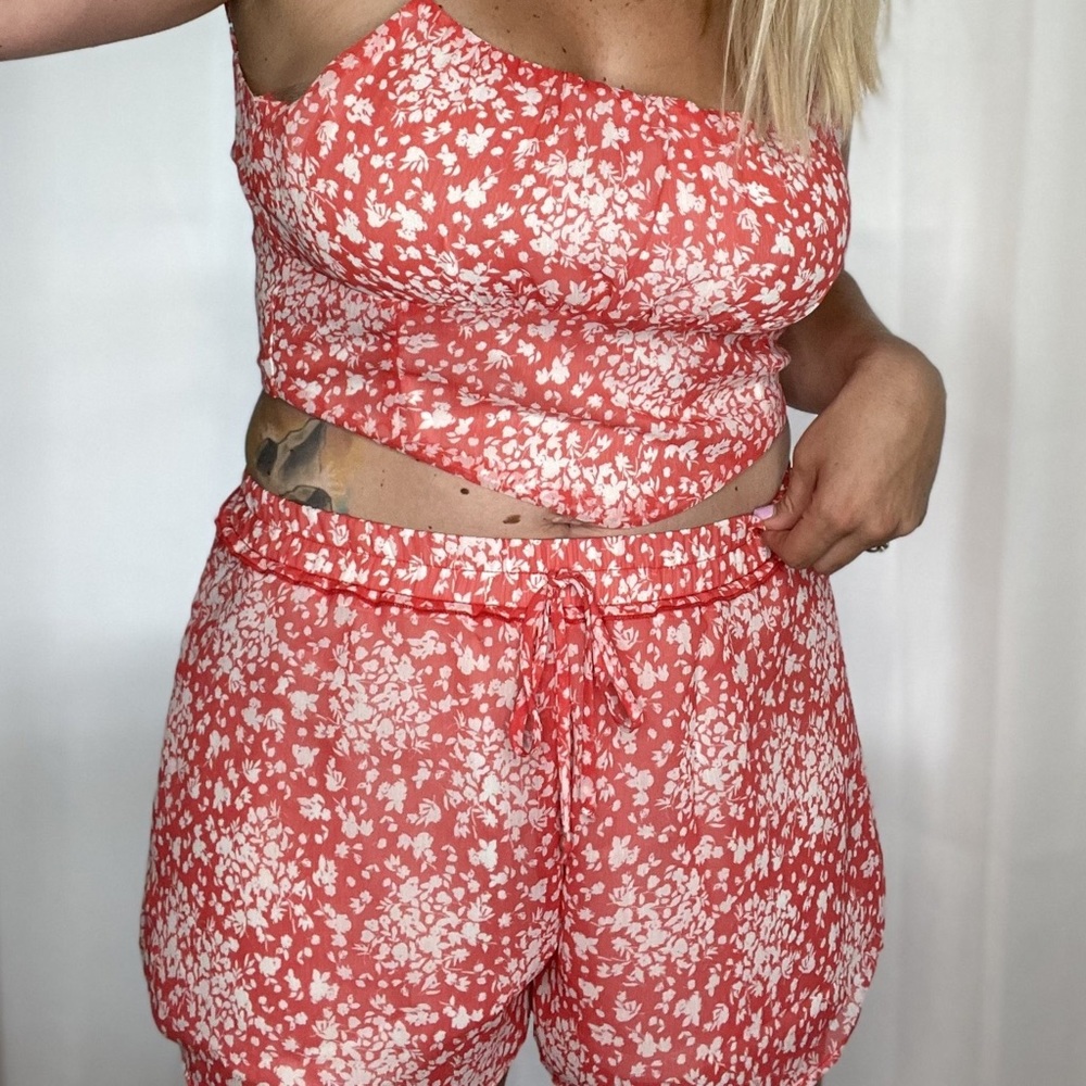 Floral matching short set